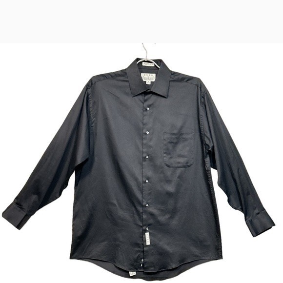 Vintage Enro Dress shirts black Button up long sleeve 100% Combed Cotton size 16 - Picture 1 of 8